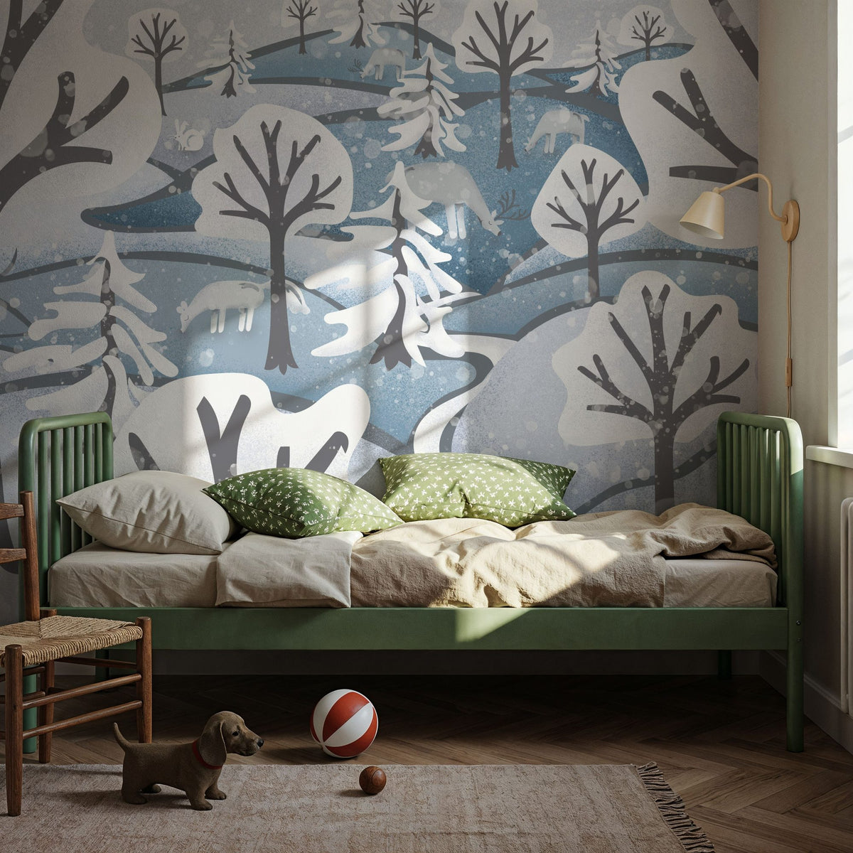 Frozen Forest, Ice Blue Mural Wallpaper - room preview 05