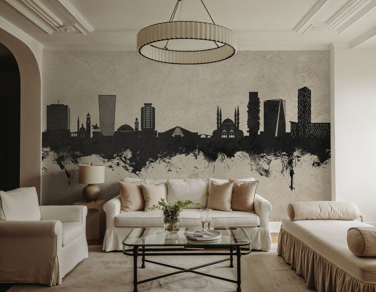 Tirana Skyline Concrete Mural Wallpaper - room preview 05