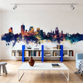Quebec Canada Skyline Blue & Bronze Mural Wallpaper - room preview 05