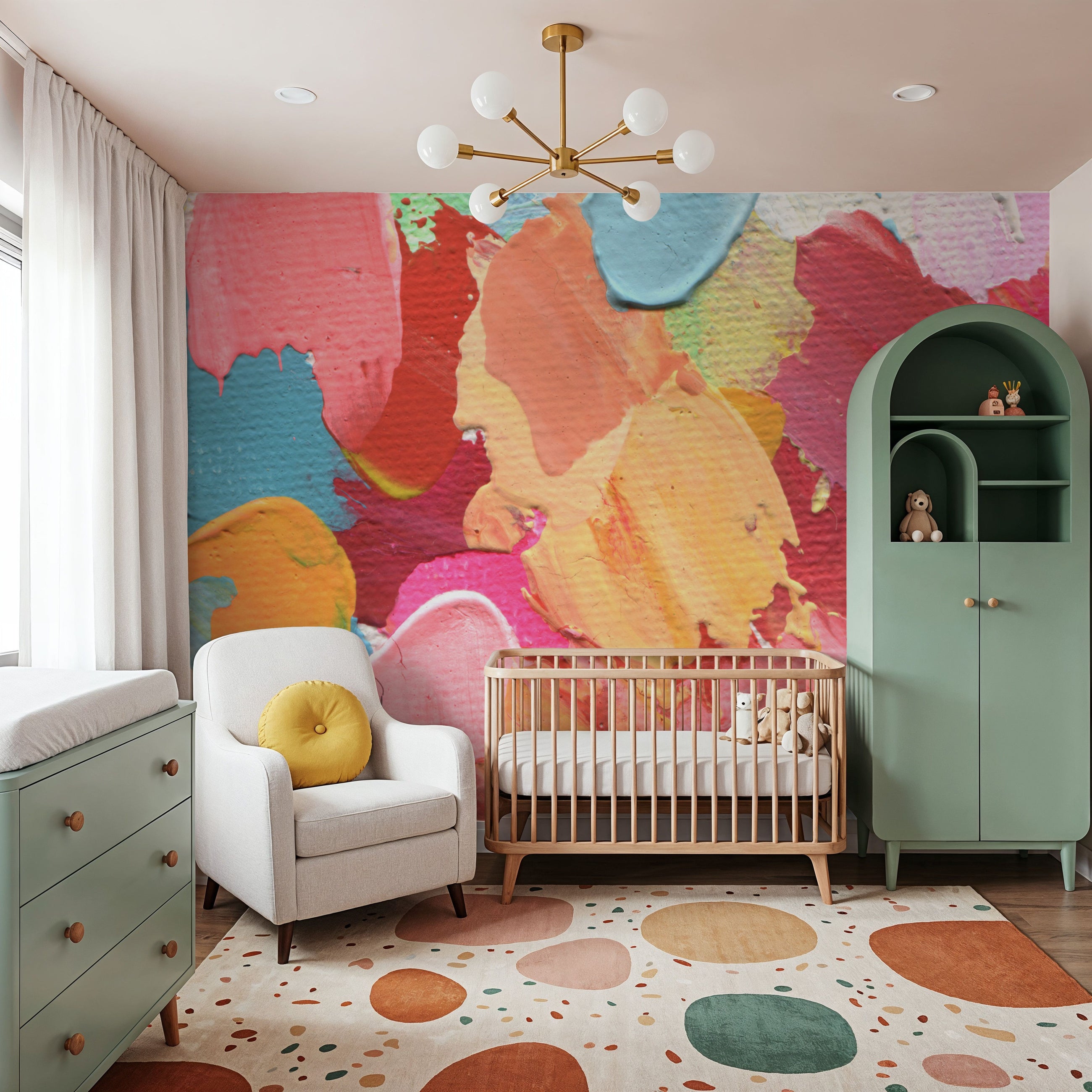 Abstract Rainbow Smudge Mural Wallpaper