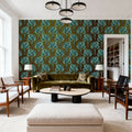 Elephant Ear Tree, Turqouise Small Mural Wallpaper - room preview 05