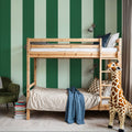 Scalloped Circus Stripes, Green on Green Mural Wallpaper - room preview 05