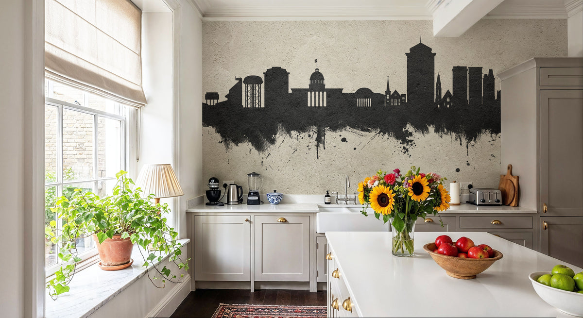 Montgomery Alabama Skyline Concrete Mural Wallpaper - room preview 05