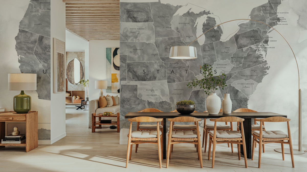 US State Map - Jimmy Wash Mural Wallpaper - room preview 05