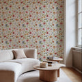 Time to Share Flowers White Mural Wallpaper - room preview 05