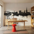 Warrington England Skyline Black & White Mural Wallpaper - room preview 05
