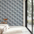 Intaglio Clouds Pattern, Ink Blue Mural Wallpaper - room preview 05