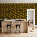 Papillion I, Chocolate & Green Mural Wallpaper - room preview 05