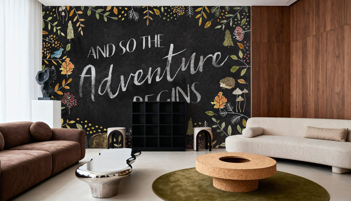 Woodland Whimsy I Black Mural Wallpaper - room preview 05