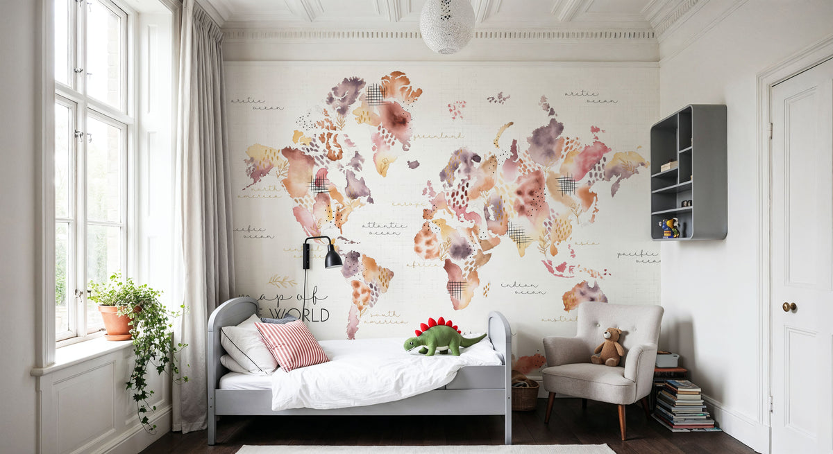 Desert Bloom Map Mural Wallpaper - room preview 05