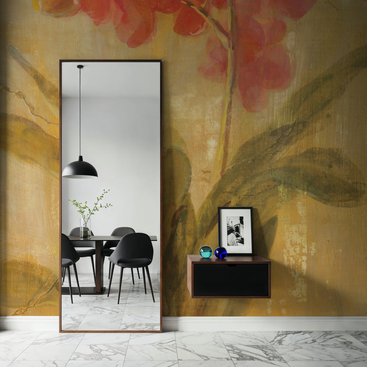Pink Orchid Panel Mural Wallpaper - room preview 05