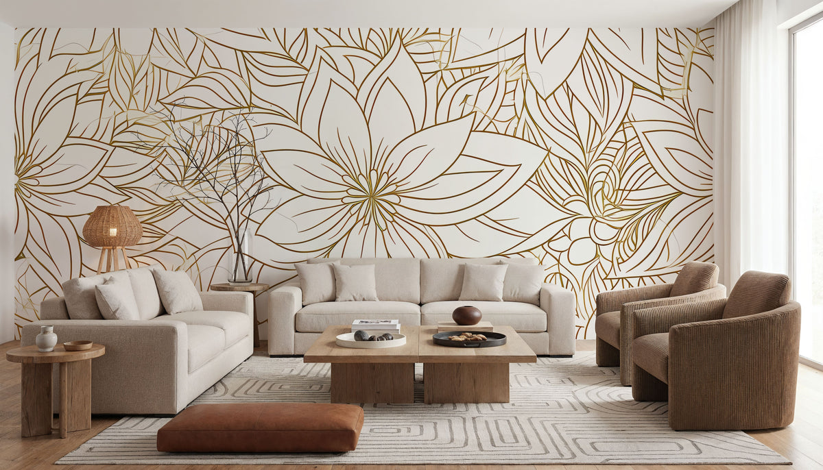 Pentaflower Mural Wallpaper - room preview 05