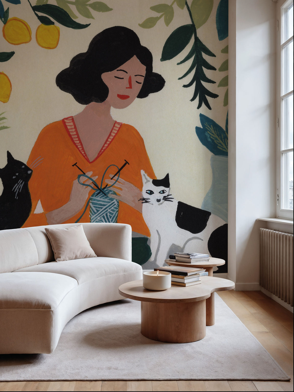 Knitting with Cats Mural Wallpaper - room preview 05