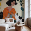 Knitting with Cats Mural Wallpaper - room preview 05