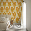Floral Rackets, Yellow Mural Wallpaper - room preview 05