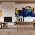 Stratford-upon-Avon England Skyline Blue & Bronze Mural Wallpaper - room preview 05