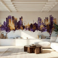 Sharjah Skyline Purple & Gold Mural Wallpaper - room preview 05