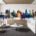Huddersfield England Skyline Blue & Bronze Mural Wallpaper - room preview 05