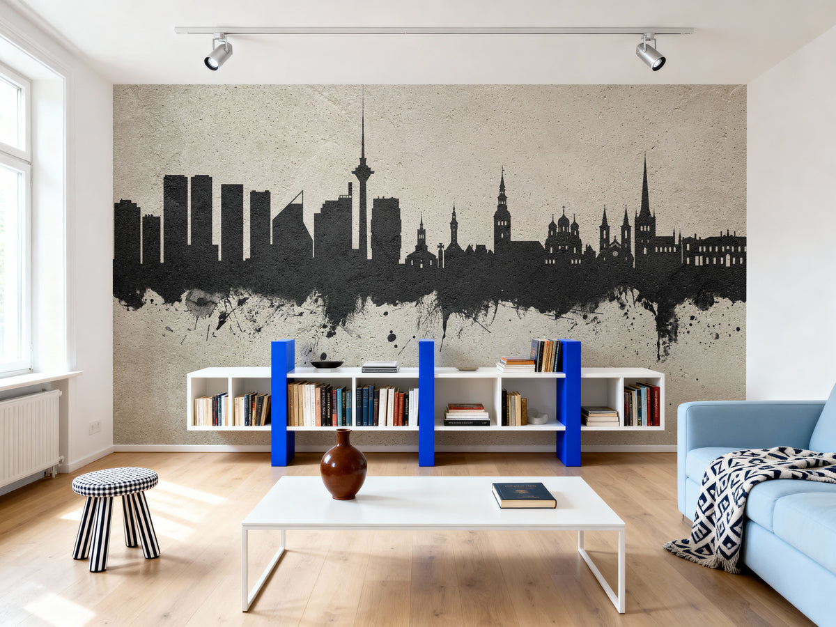 Tallinn Estonia Skyline Concrete Mural Wallpaper - room preview 05