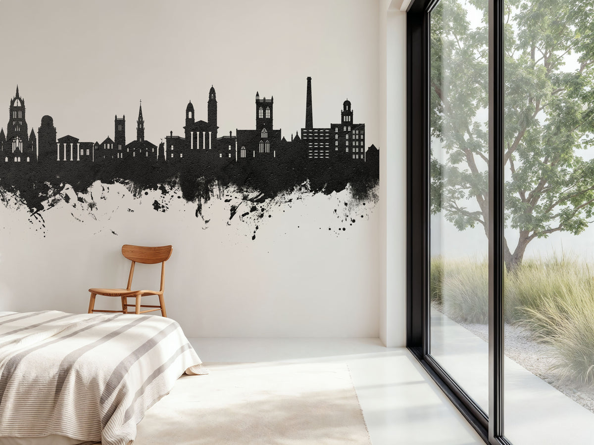 Paisley Skyline Black & White Mural Wallpaper - room preview 05