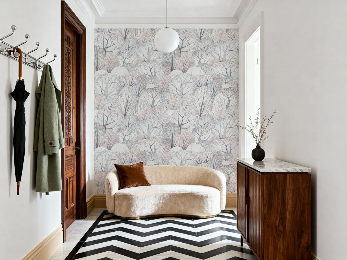 White Forest Treetops Mural Wallpaper - room preview 05
