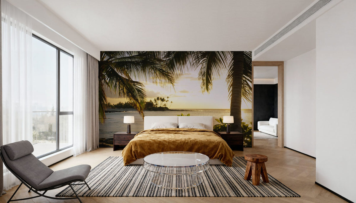 Golden Palm Cove Mural Wallpaper - room preview 05