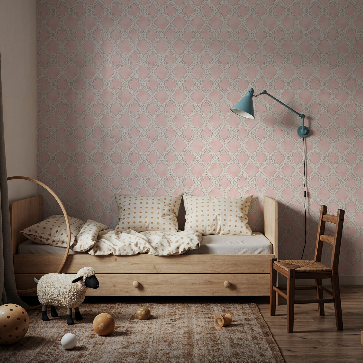 Organic Lines Red Mural Wallpaper - room preview 05