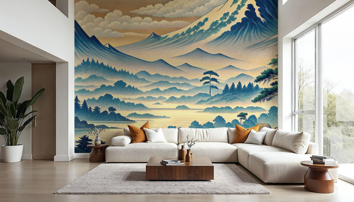 Ukiyo-e Mountains Mural Wallpaper - room preview 05