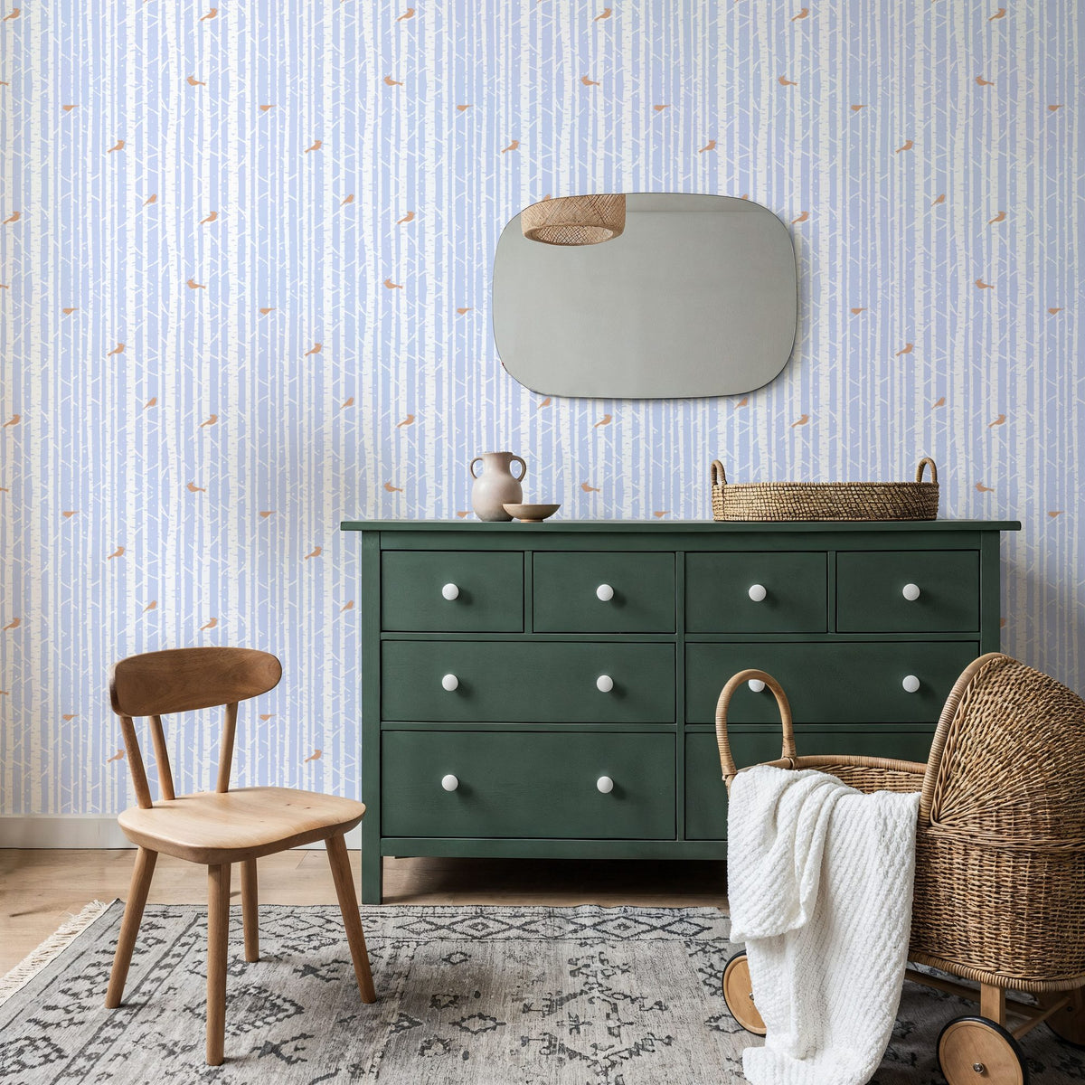 Forest View, Sky Blue Mural Wallpaper - room preview 05