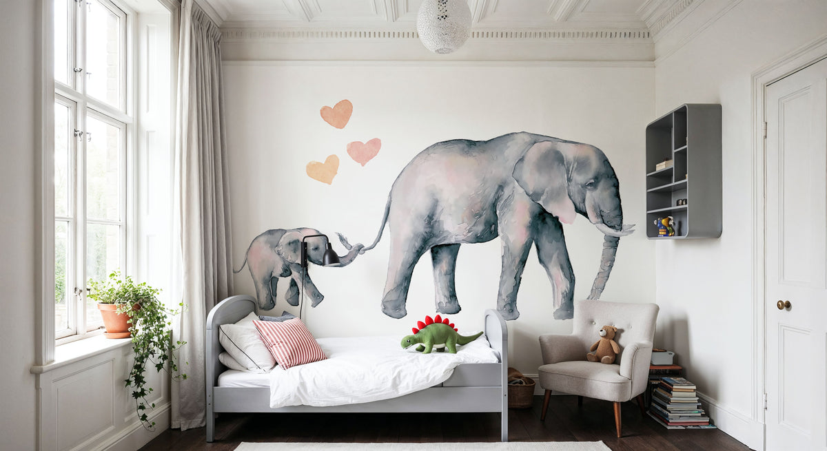 Elephant Love Mural Wallpaper - room preview 05