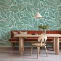 Fern Cut-Outs Pattern, Fresh Evergreen Mural Wallpaper - room preview 05