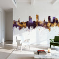 Tallahassee Florida Skyline Purple & Gold Mural Wallpaper - room preview 05