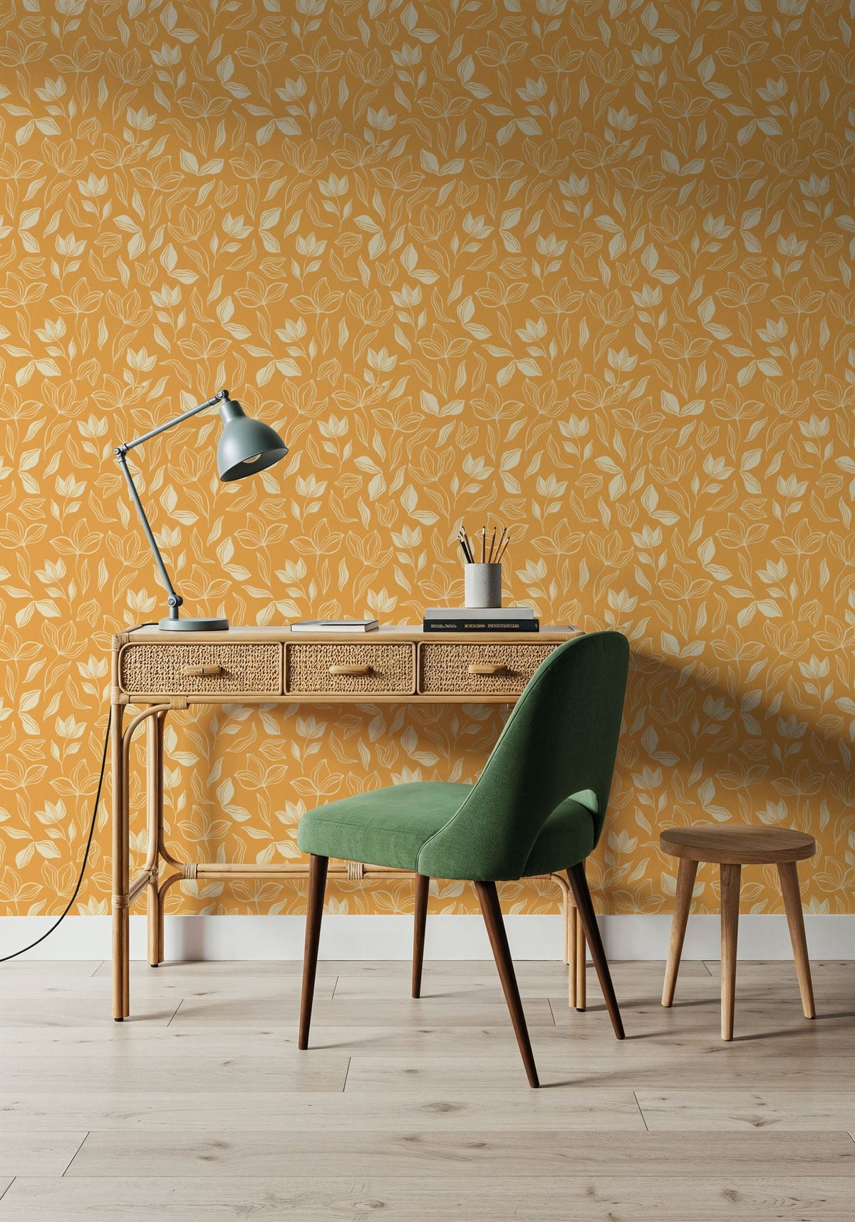 White Tulips Mural Wallpaper - room preview 05