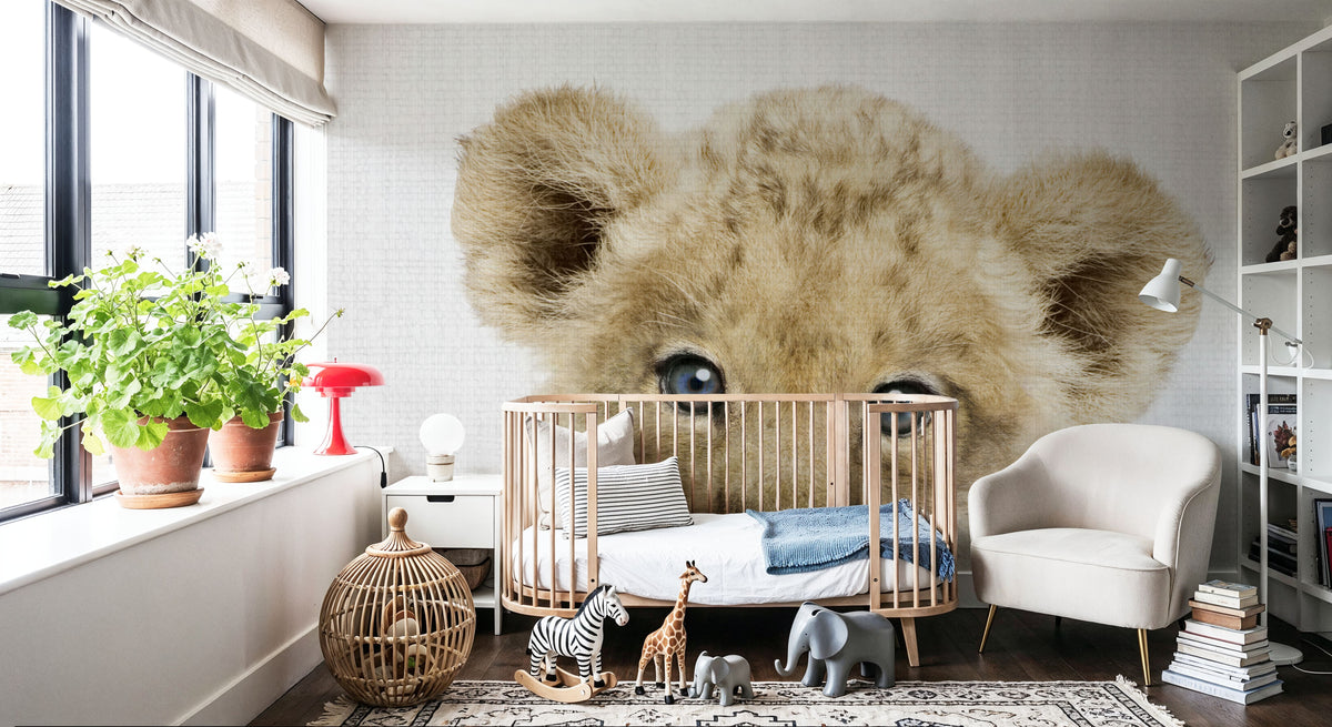 Peekaboo Baby Lion Mural Wallpaper - room preview 05