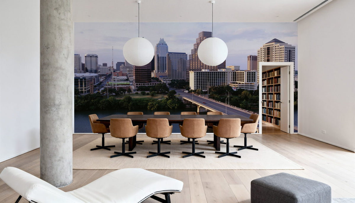 Riverside Metropolis Mural Wallpaper - room preview 05