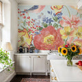 Floral Focus Blue Mural Wallpaper - room preview 05
