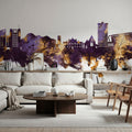 Gateshead England Skyline Purple & Gold Mural Wallpaper - room preview 05