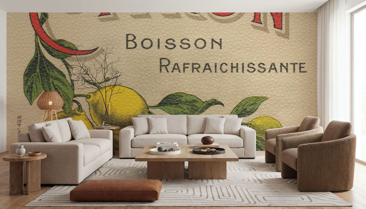 Lemon Label Mural Wallpaper - room preview 05