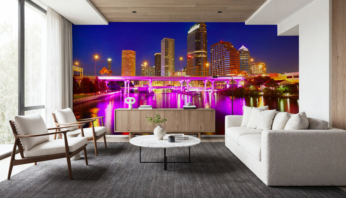 Tampa Skyline Mural Wallpaper - room preview 05