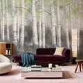 Soft Birches Charcoal Mural Wallpaper - room preview 05