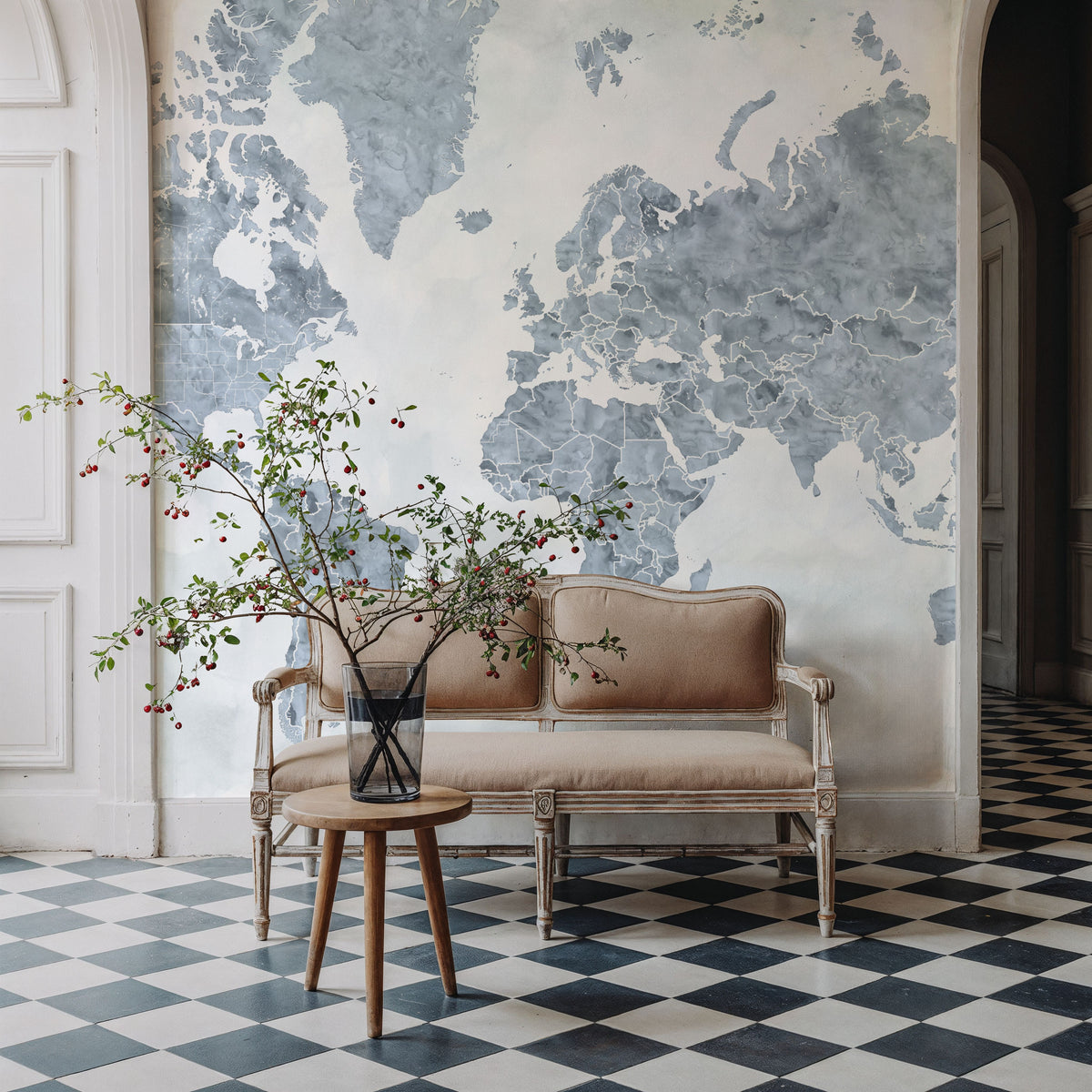 World Map Cities - Jacques Mural Wallpaper - room preview 05