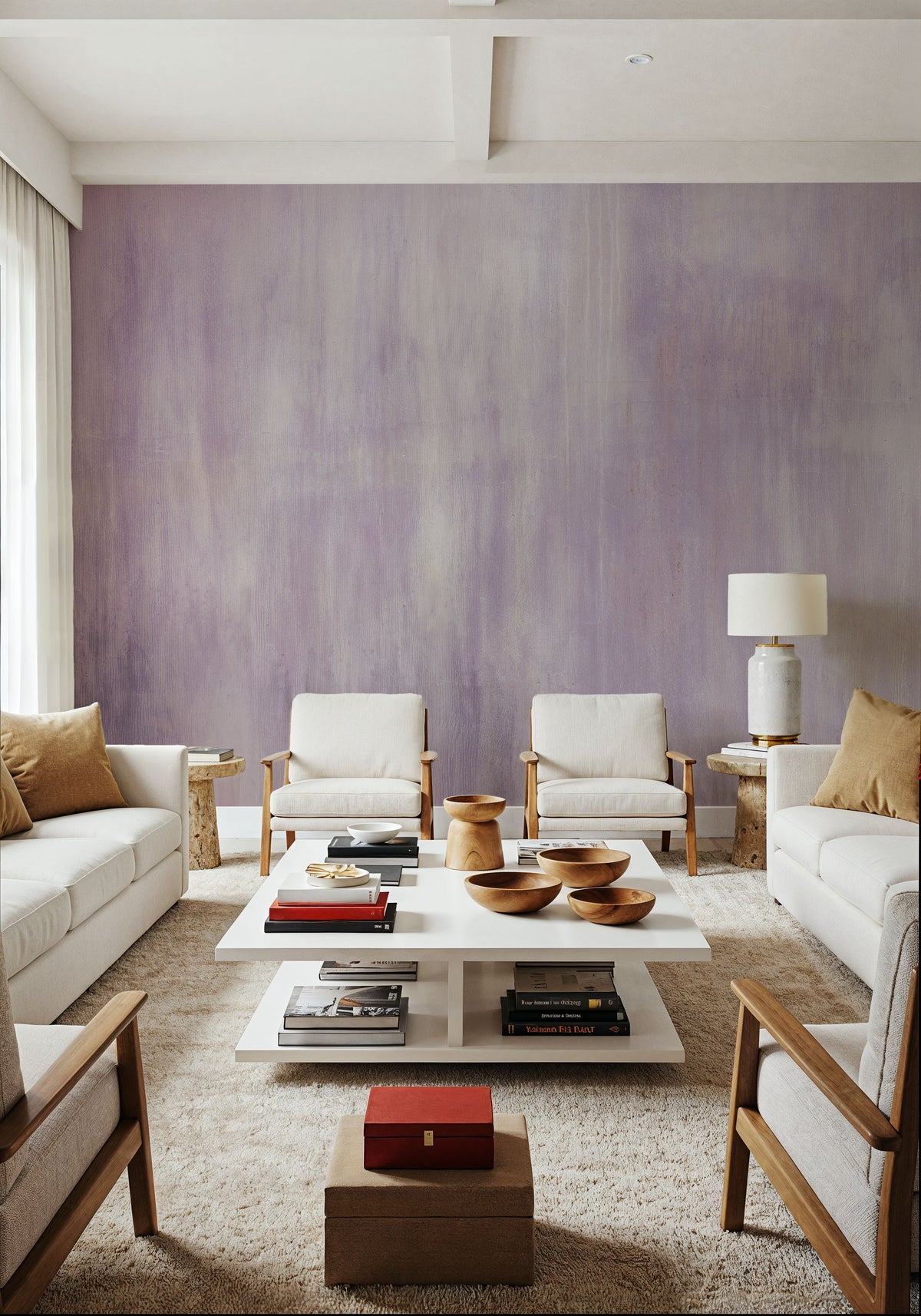 Concrete Surface, Lilac Mural Wallpaper - room preview 05