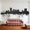 Toledo Ohio Skyline Black & White Mural Wallpaper - room preview 05