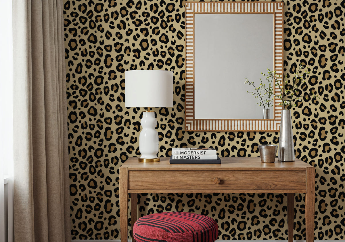 Leopard Skin Grrrrrr on Repeat Mural Wallpaper - room preview 05