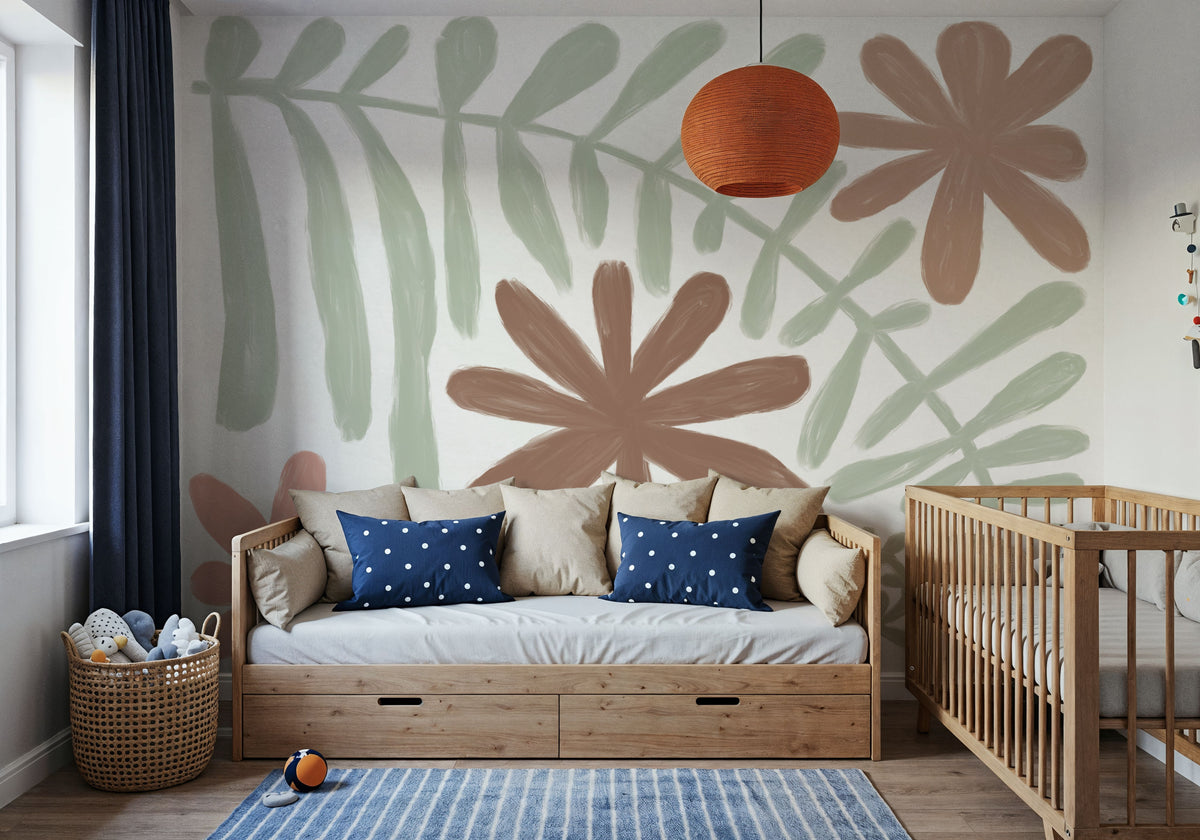 Fern and Flower Mural Wallpaper - room preview 05