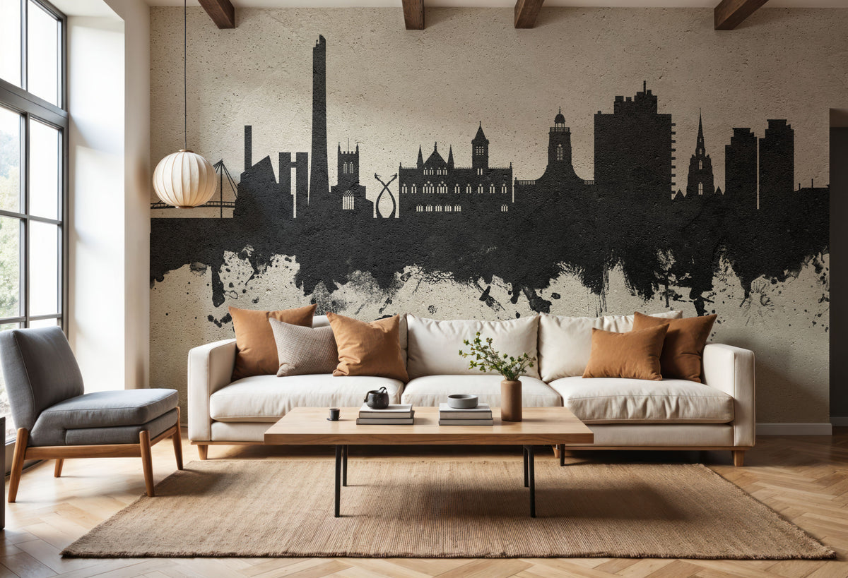 Northampton England Skyline Concrete Mural Wallpaper - room preview 05