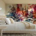 Watercolor Skyline Tokyo II Mural Wallpaper - room preview 05