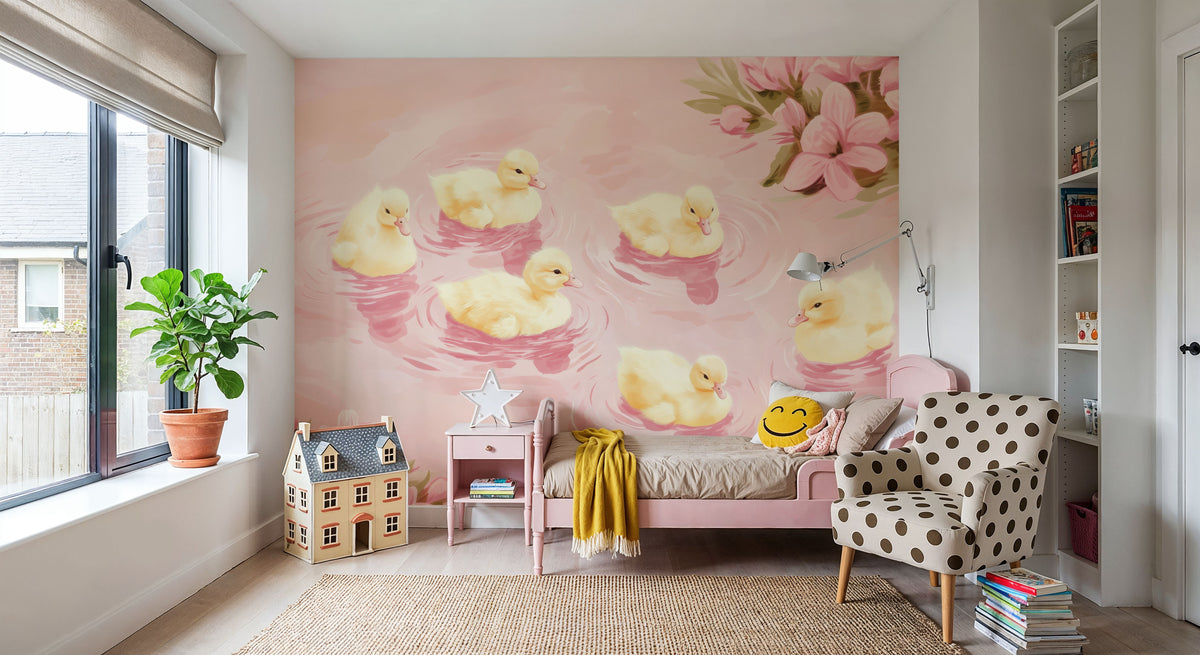 Pretty Ducklings Flower Mural Wallpaper - room preview 05