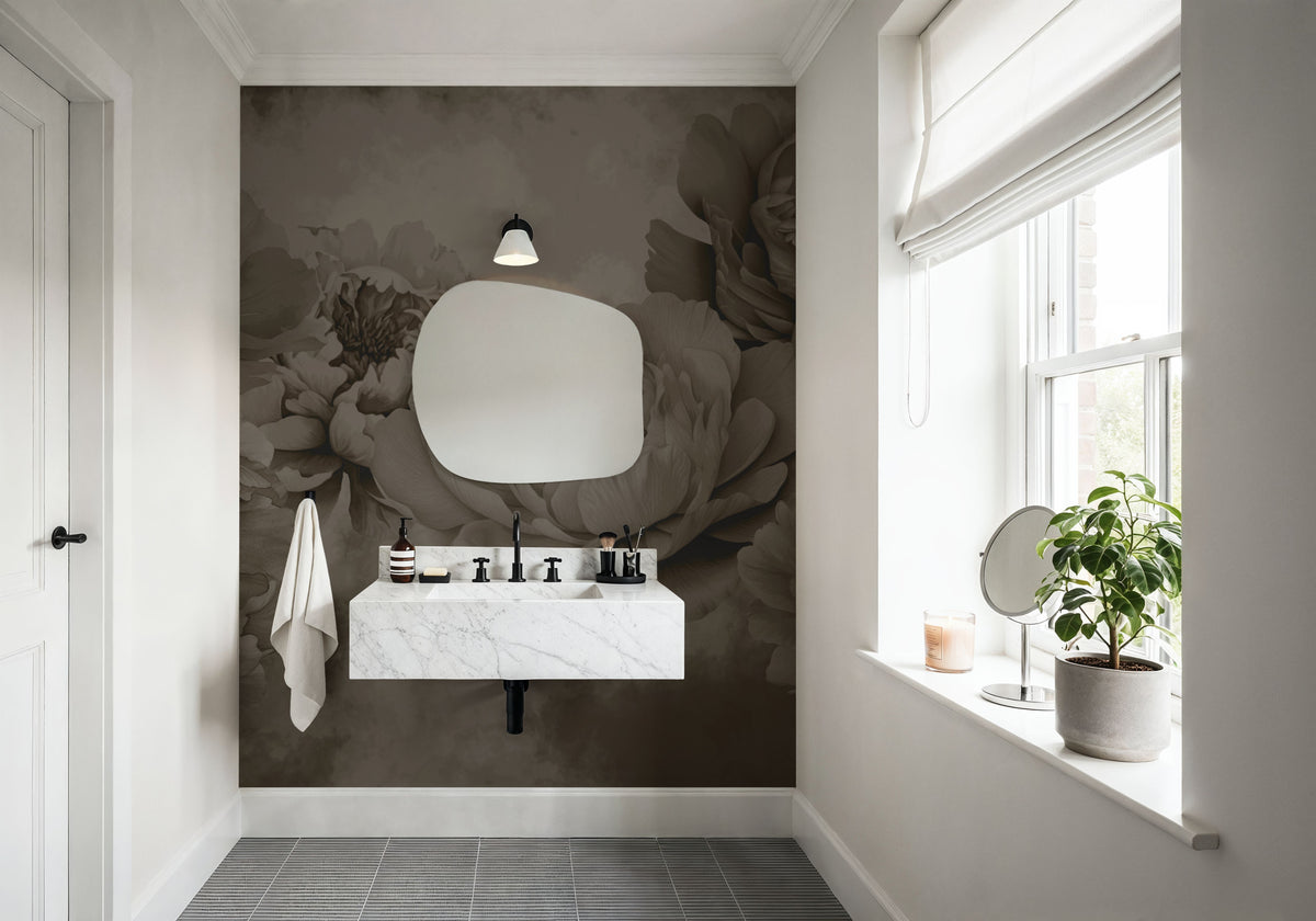 Transcendent Peony, Sage Mural Wallpaper - room preview 05