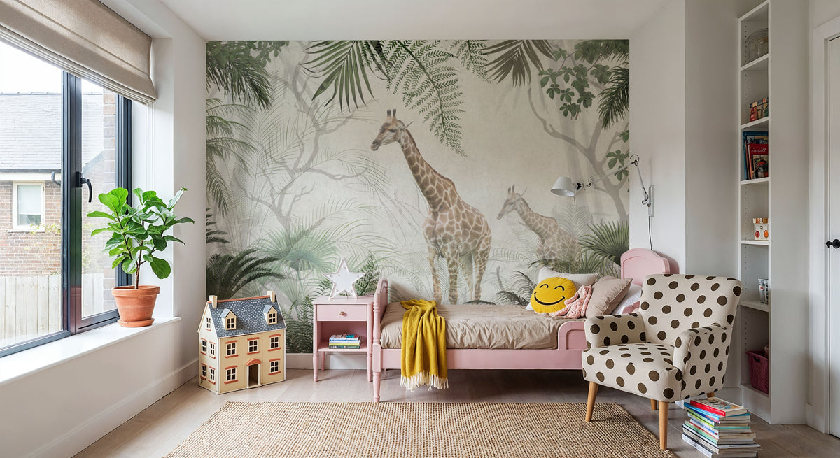 Giraffe Stroll Mural Wallpaper - room preview 05